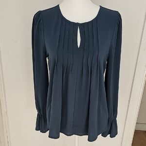 Ann Taylor Teal Green  Pleated Blouse
